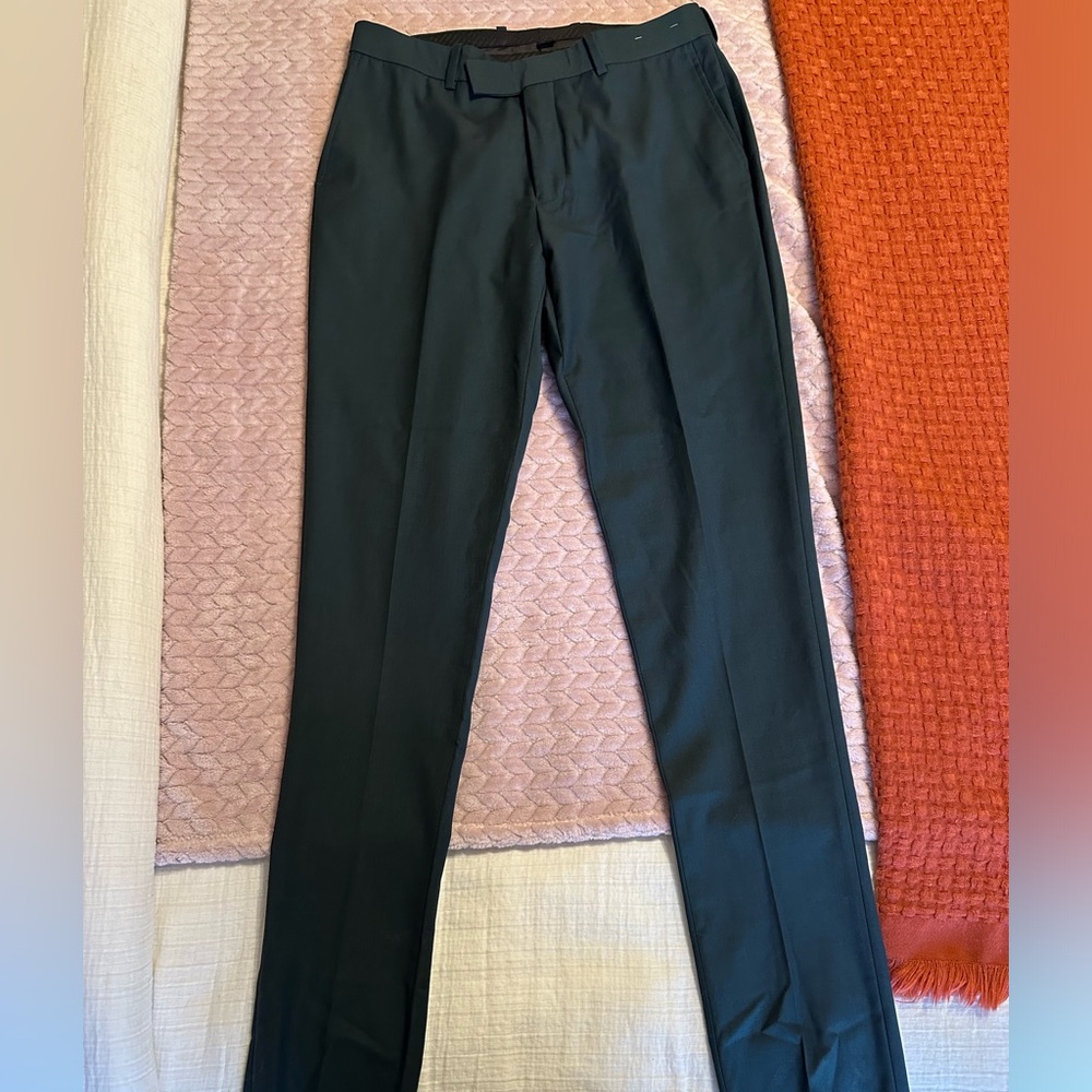 Men’s Dark green pleated slacks